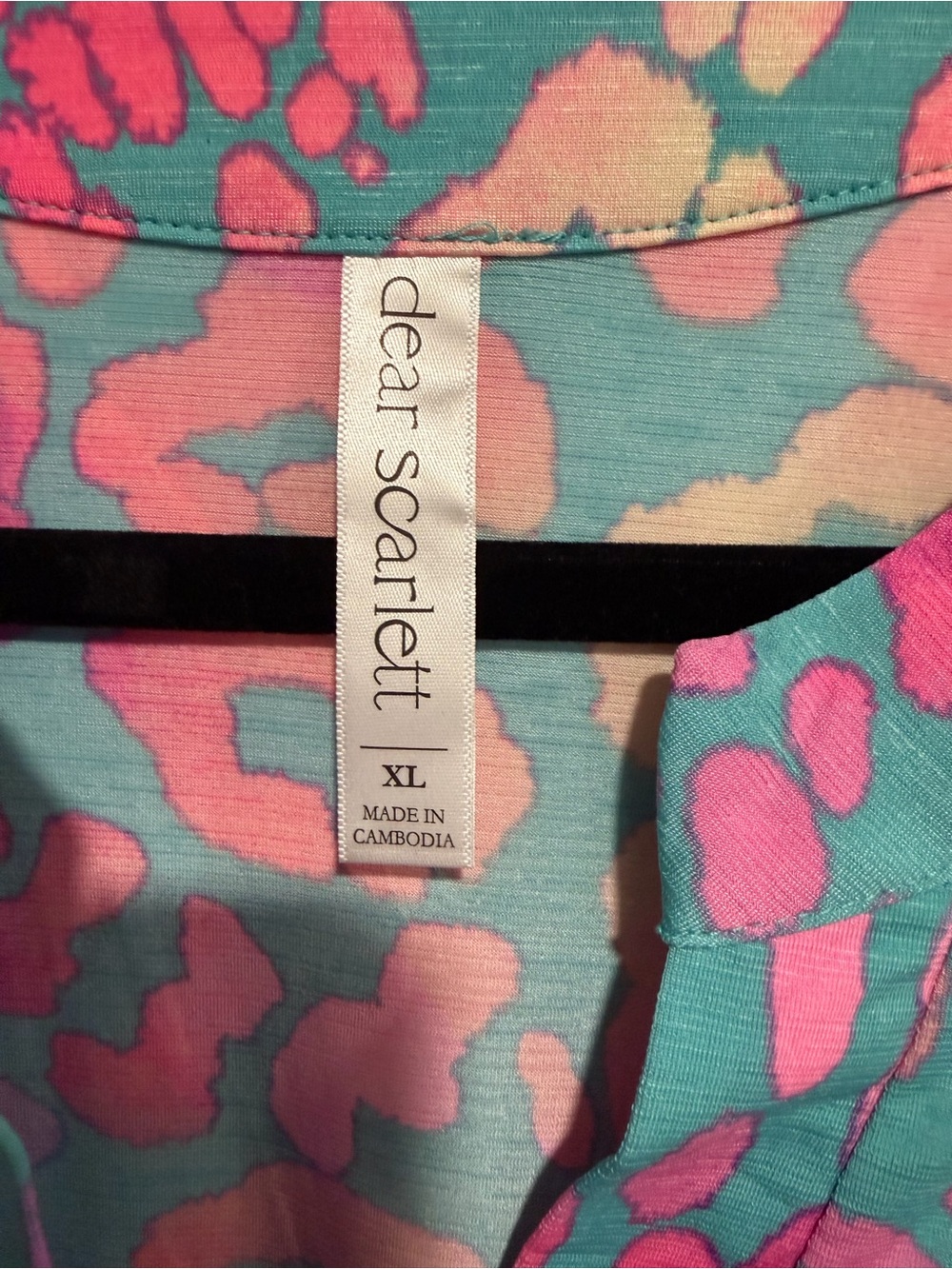 356 NWOT Dear Scarlett Vibrant Blue & Pink Animal-Print Peplum Tunic Size XL - Picture 4 of 6